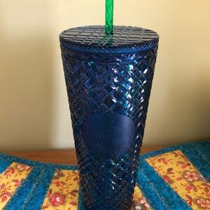 Starbucks Tumbler Textured Blue 24oz Cold cup Sirens Eye New Venti Jeweled
